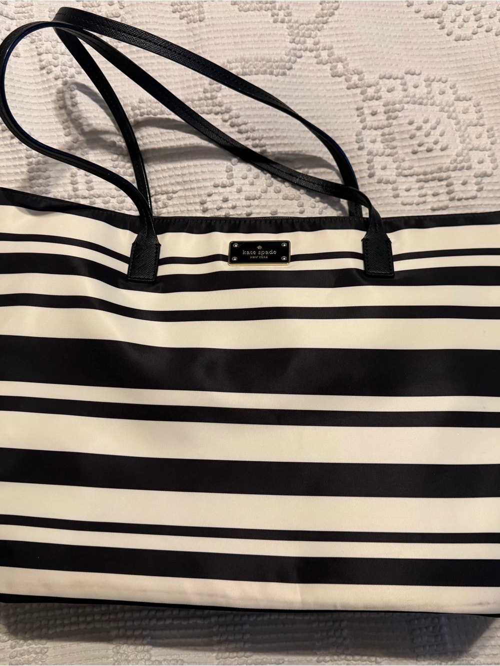 kate spade Black and White Striped Tote